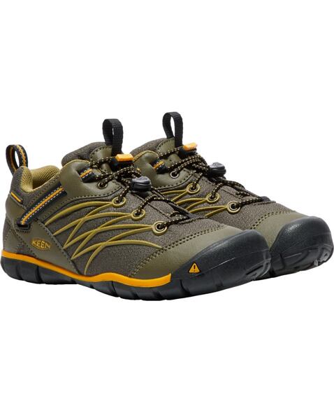 Dětské boty KEEN CHANDLER CNX WP YOUTH, dark olive/citrus